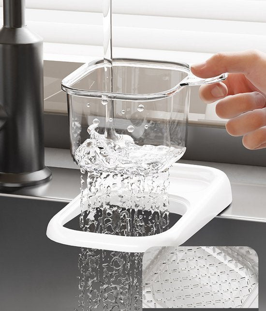 Sink Strainer & Drip Rack - With Suction Cup & Removable Strainer Tray - For Vegetables & Food Waste - Black