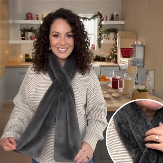 Scarf with Concealed Zipper Pocket - Secure Storage Pocket for Keys & Cards - Downy Soft & Warm - Brown