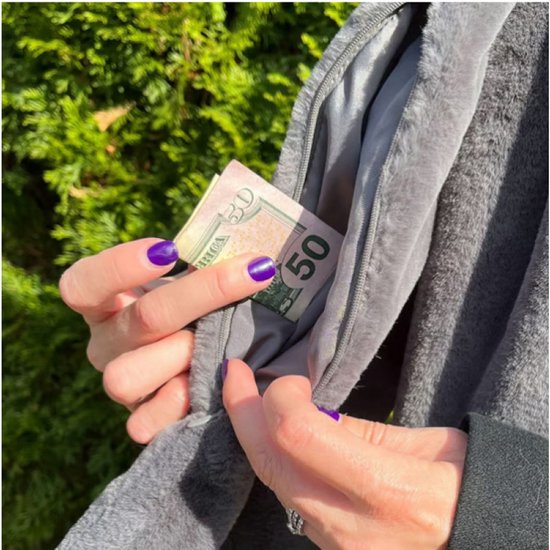 Scarf with Concealed Zipper Pocket - Secure Storage Pocket for Keys & Cards - Downy Soft & Warm - Red