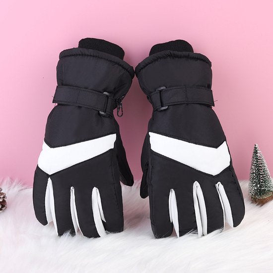 Gloves - Winter ski gloves - Warm gloves - Non-slip, thickened - Waterproof - Suitable for cold weather - Cycling gloves - Sizes S/M - Black and white