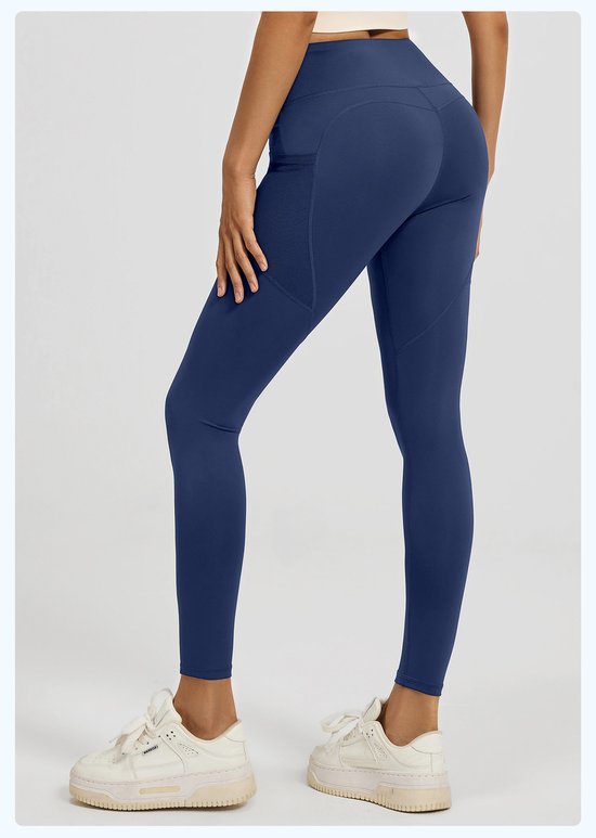 Slim Fit Sports Pants - High Waist Yoga Pants with Side Pockets - Soft and Stretchy Blended Fabric, Breathable and Comfortable - Skinny Fit with Elastic Waist - Suitable for Yoga, Fitness, Walking and Daily Use (Dark Blue, Size XL)