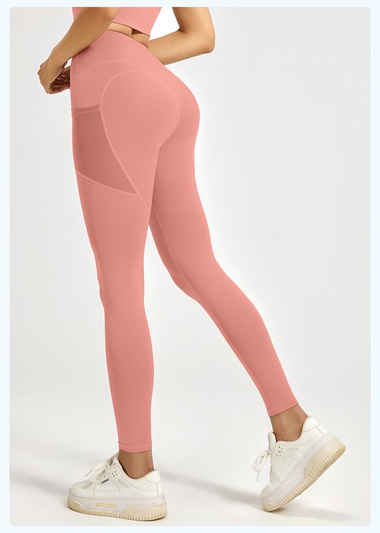 Slim Fit Sports Pants - High Waist Yoga Pants with Side Pockets - Soft and Stretchy Blended Fabric, Breathable and Comfortable - Skinny Fit with Elastic Waist - Suitable for Yoga, Fitness, Walking and Daily Use (Light Pink, Size XXL)