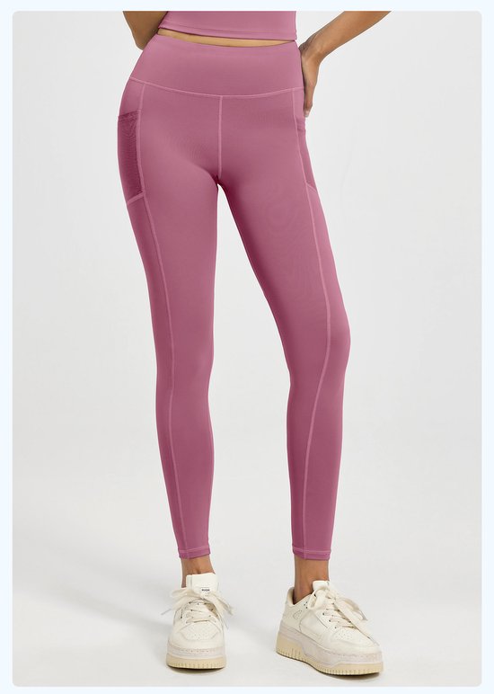 Slim Fit Sports Pants - High Waist Yoga Pants with Side Pockets - Soft and Stretchy Blended Fabric, Breathable and Comfortable - Skinny Fit with Elastic Waist - Suitable for Yoga, Fitness, Walking and Daily Use (Dark Pink, Size XXXL)