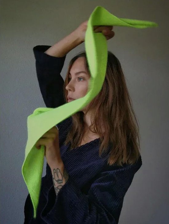 Triangular Knitted Scarf - Soft Acrylic Fabric - As a Scarf, Shawl or Blanket - In Solid Colors - Khaki