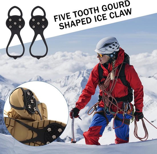 Snow boots with non-slip soles - Set of 4 - Safe walking on icy and snowy roads - Suitable for size L (35-45) - Non-slip studs - Suitable for winter walking, hiking, jogging, strolling and mountaineering