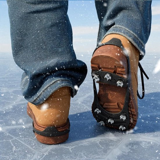 Snow boots with non-slip soles - Set of 2 - Safe walking on icy and snowy roads - Suitable for size M (40-45) - Non-slip studs - Suitable for winter walking, hiking, jogging, strolling and mountaineering