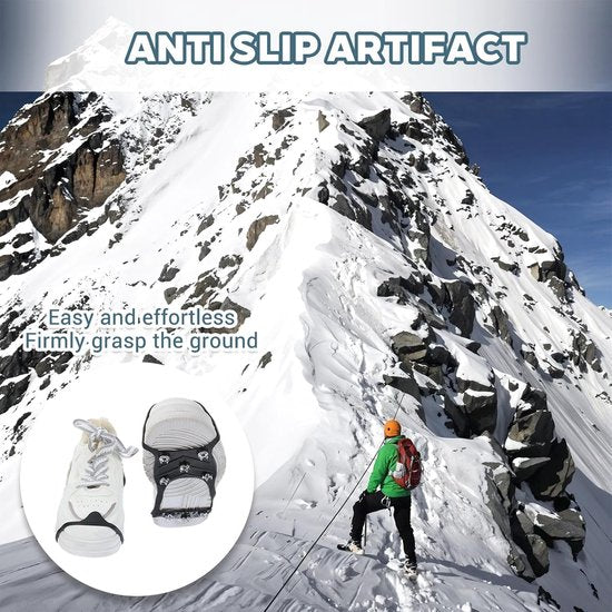 Snow boots with non-slip soles - Set of 2 - Safe walking on icy and snowy roads - Suitable for size M (40-45) - Non-slip studs - Suitable for winter walking, hiking, jogging, strolling and mountaineering