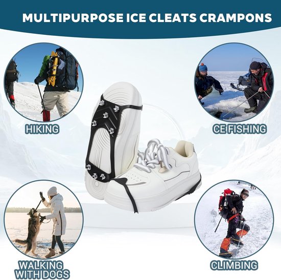 Snow boots with non-slip soles - Set of 2 - Safe walking on icy and snowy roads - Suitable for size M (40-45) - Non-slip studs - Suitable for winter walking, hiking, jogging, strolling and mountaineering