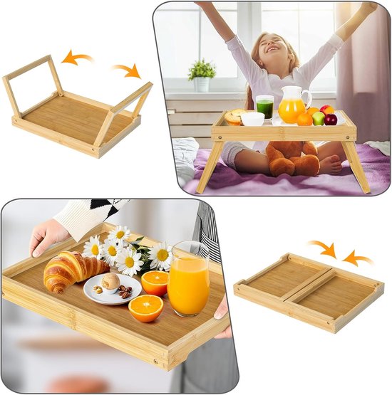 Folding table - Camping table - Portable folding table - Can be used as a dining table, TV table, laptop table, snack table, sofa table or work table - Natural wood color
