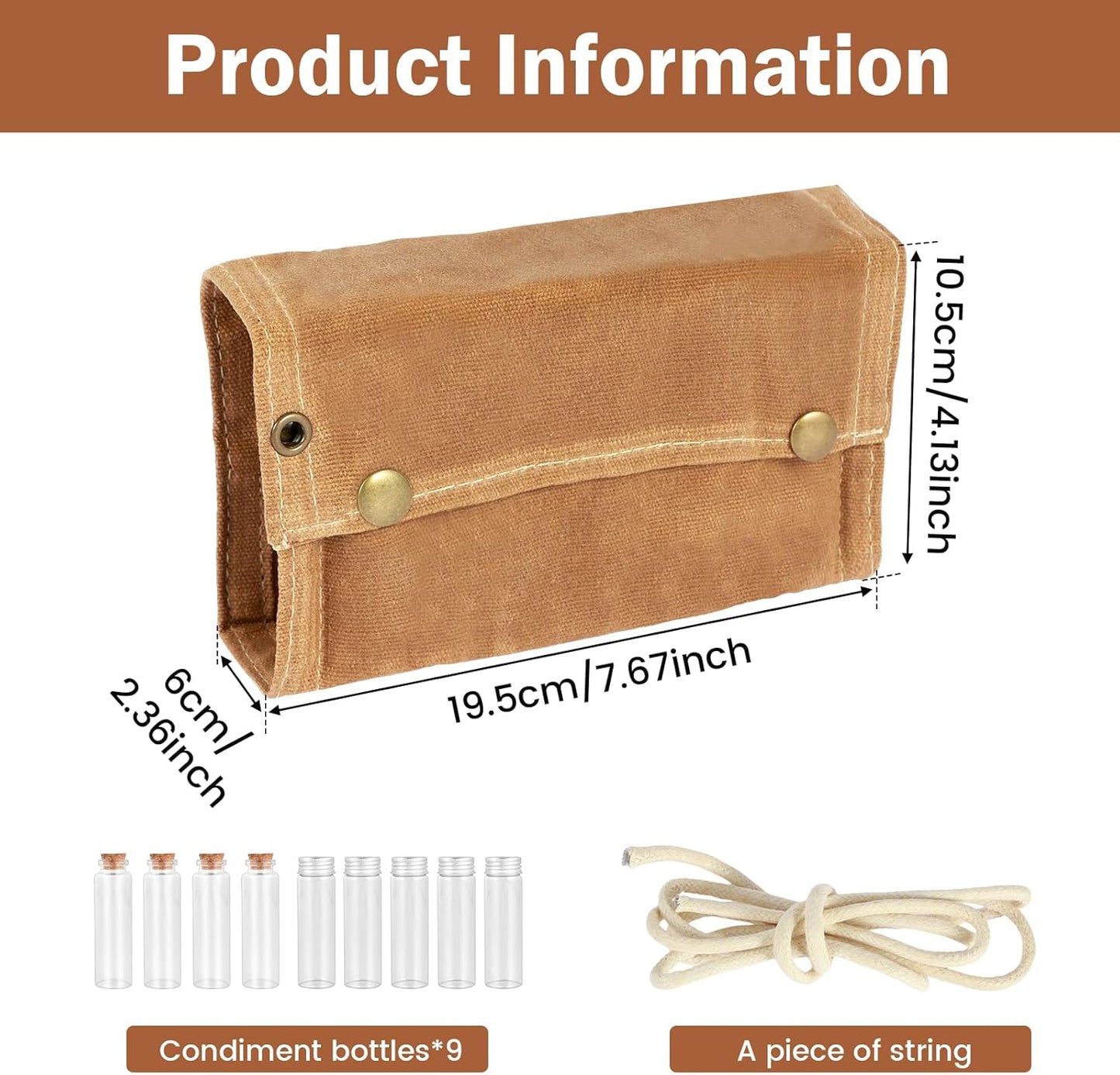 Camping Spice Set - Waterproof - 9 Spice Tins with Canvas Storage Bag and Hanging Hole