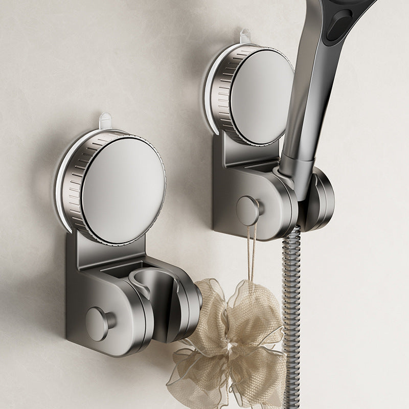 Shower Head Holder - Punch-Free - Strong Self-Adhesive - Hand Shower Tray - Gray - With Hook - 1 Pack
