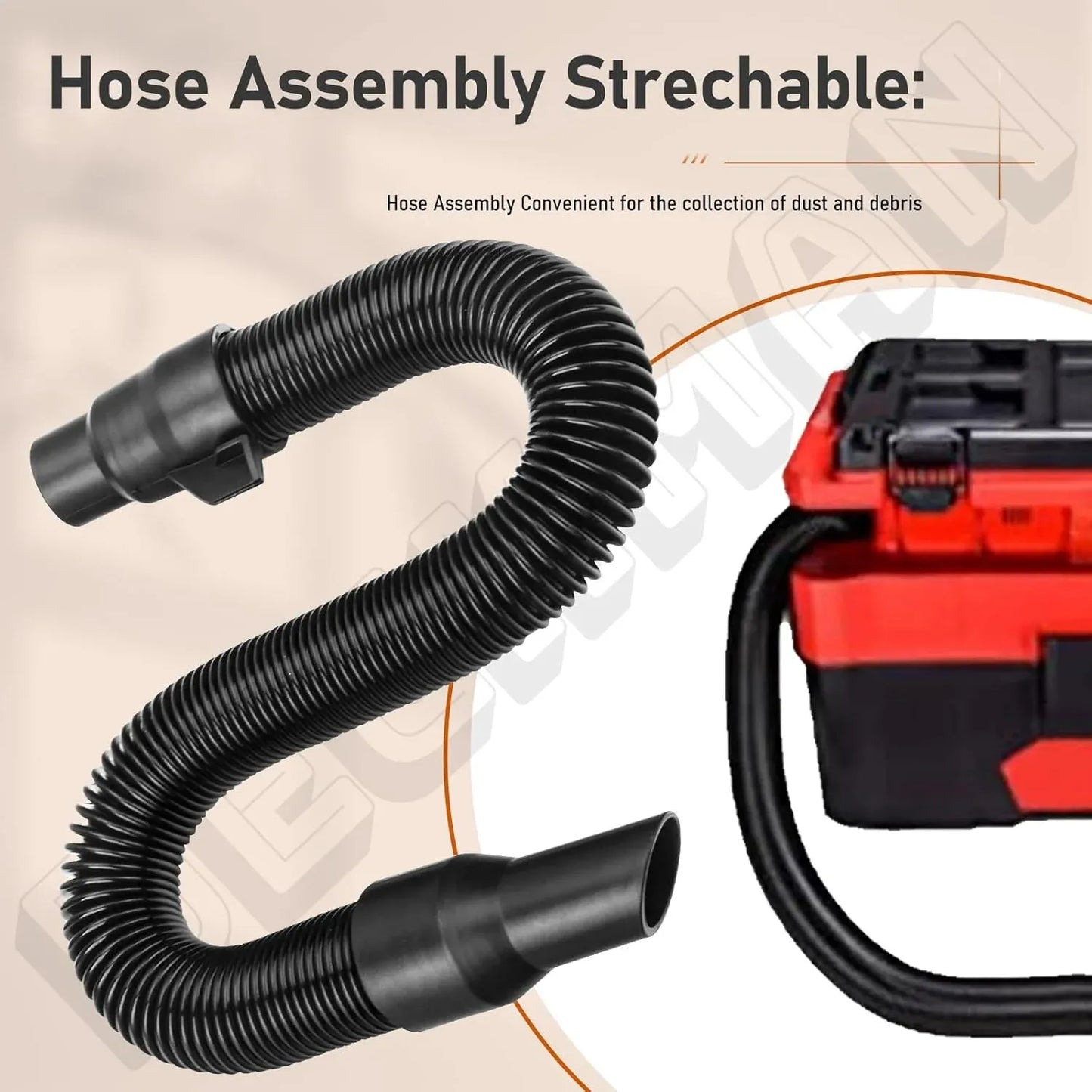 Vacuum Hose Assembly Replacement with Internal Storage Compatible with 18V 28V Wet Dry Vacuums 14 37 0105 Black