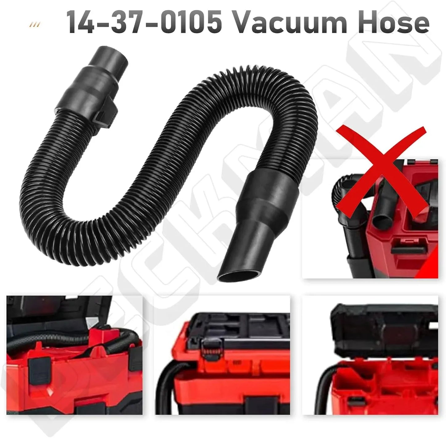 Vacuum Hose Assembly Replacement with Internal Storage Compatible with 18V 28V Wet Dry Vacuums 14 37 0105 Black