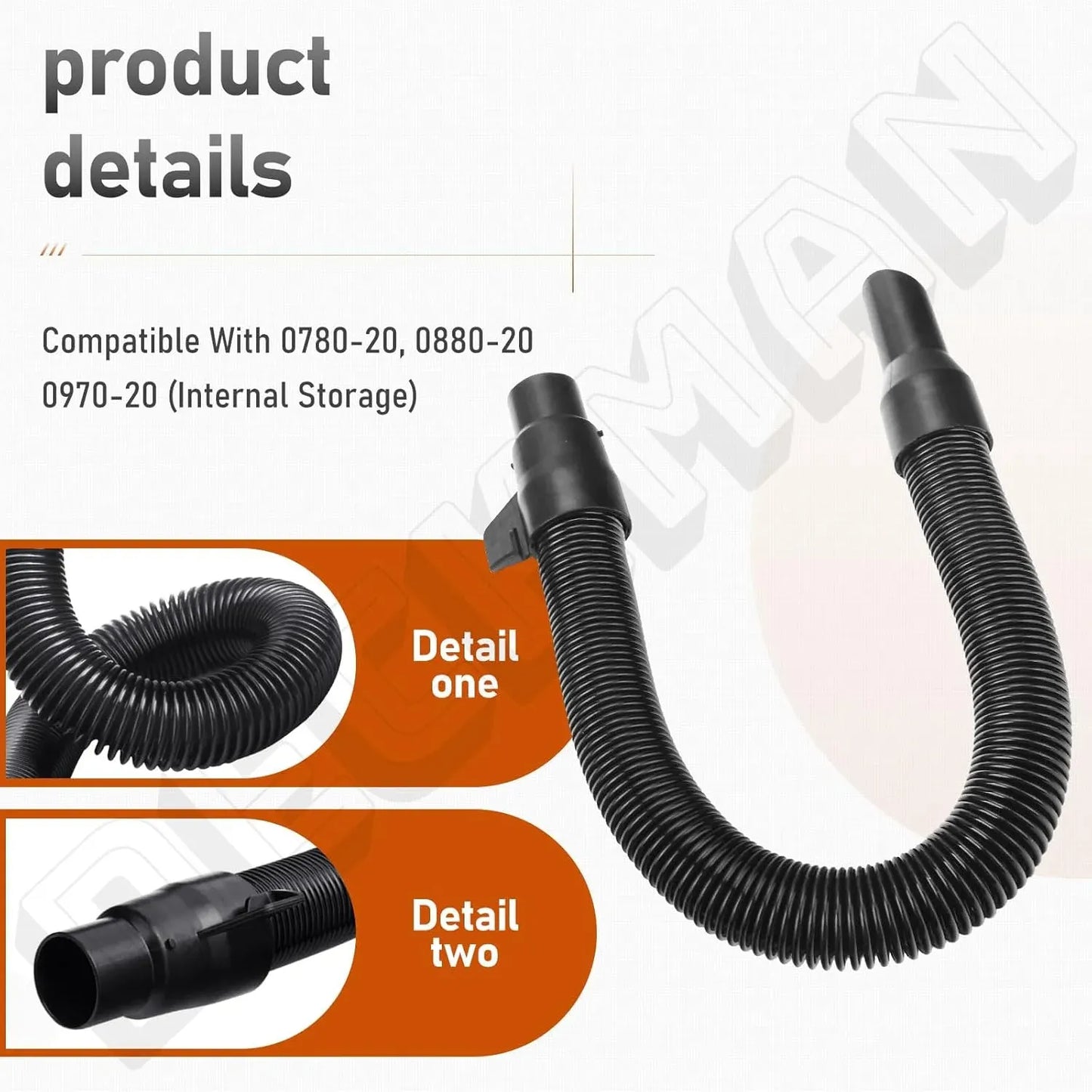 Vacuum Hose Assembly Replacement with Internal Storage Compatible with 18V 28V Wet Dry Vacuums 14 37 0105 Black