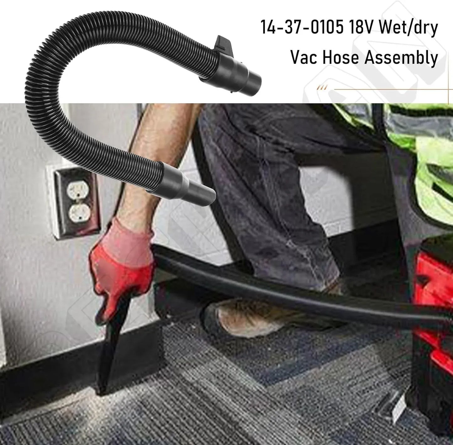 Vacuum Hose Assembly Replacement with Internal Storage Compatible with 18V 28V Wet Dry Vacuums 14 37 0105 Black
