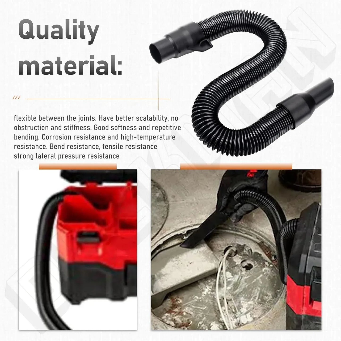 Vacuum Hose Assembly Replacement with Internal Storage Compatible with 18V 28V Wet Dry Vacuums 14 37 0105 Black