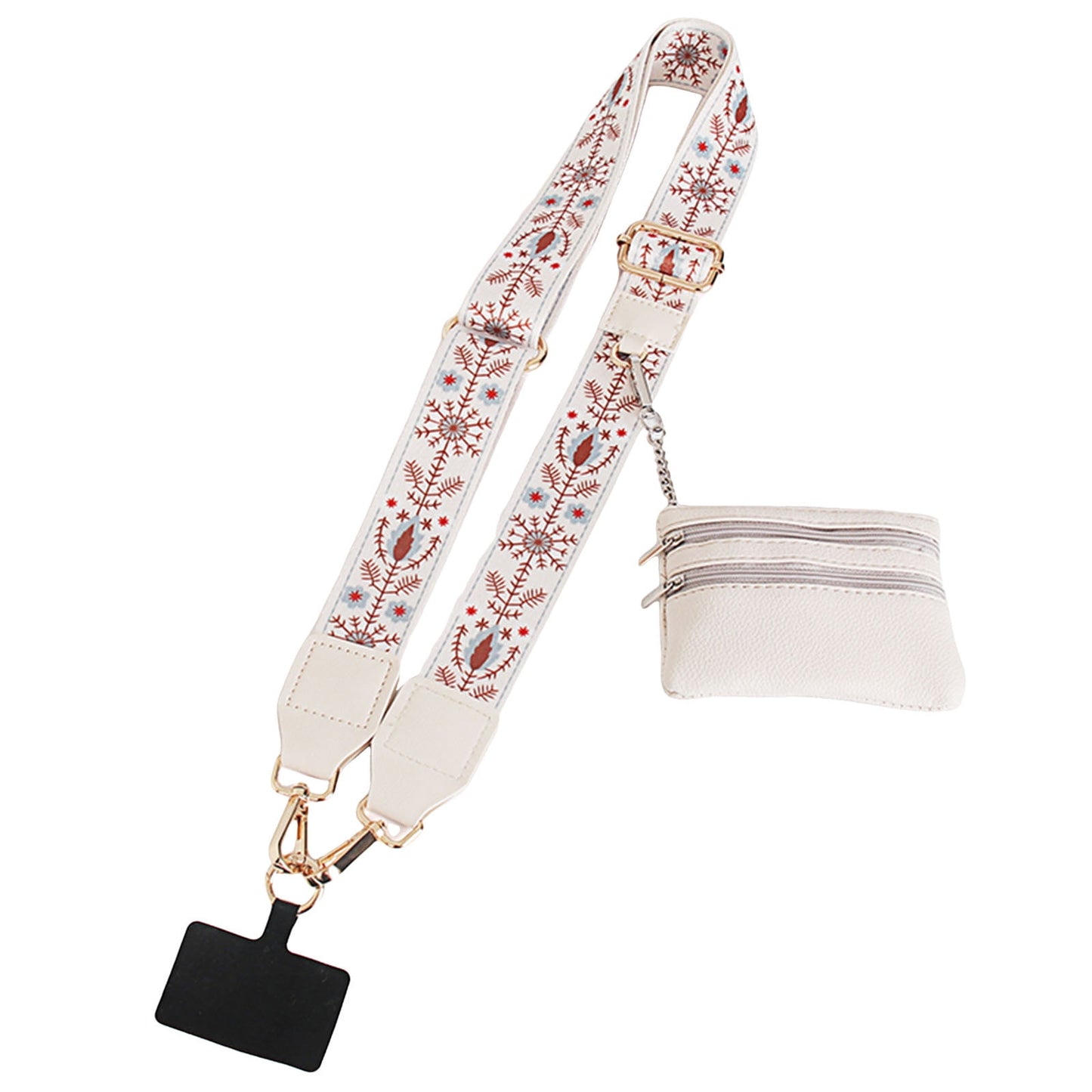 Clip and Go Phone Strap with Zipper Pouch,Crossbody Adjustable Chain Lanyard with PU Leather Wallet for All Phones B