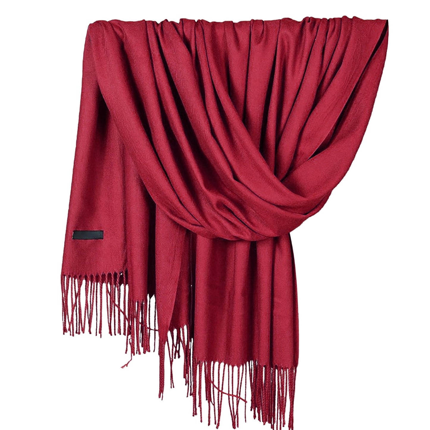 Delayuji Pashmina Scarf for Women Scarf for Women Women Pashmina Scarf Soft Solid Plain Shawl Wrap Fashion Warm Neck with Fringes A A Red
