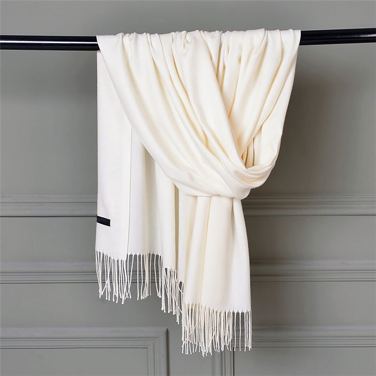Delayuji Pashmina Scarf for Women Scarf for Women Women Pashmina Scarf Soft Solid Plain Shawl Wrap Fashion Warm Neck with Fringes A Red A White