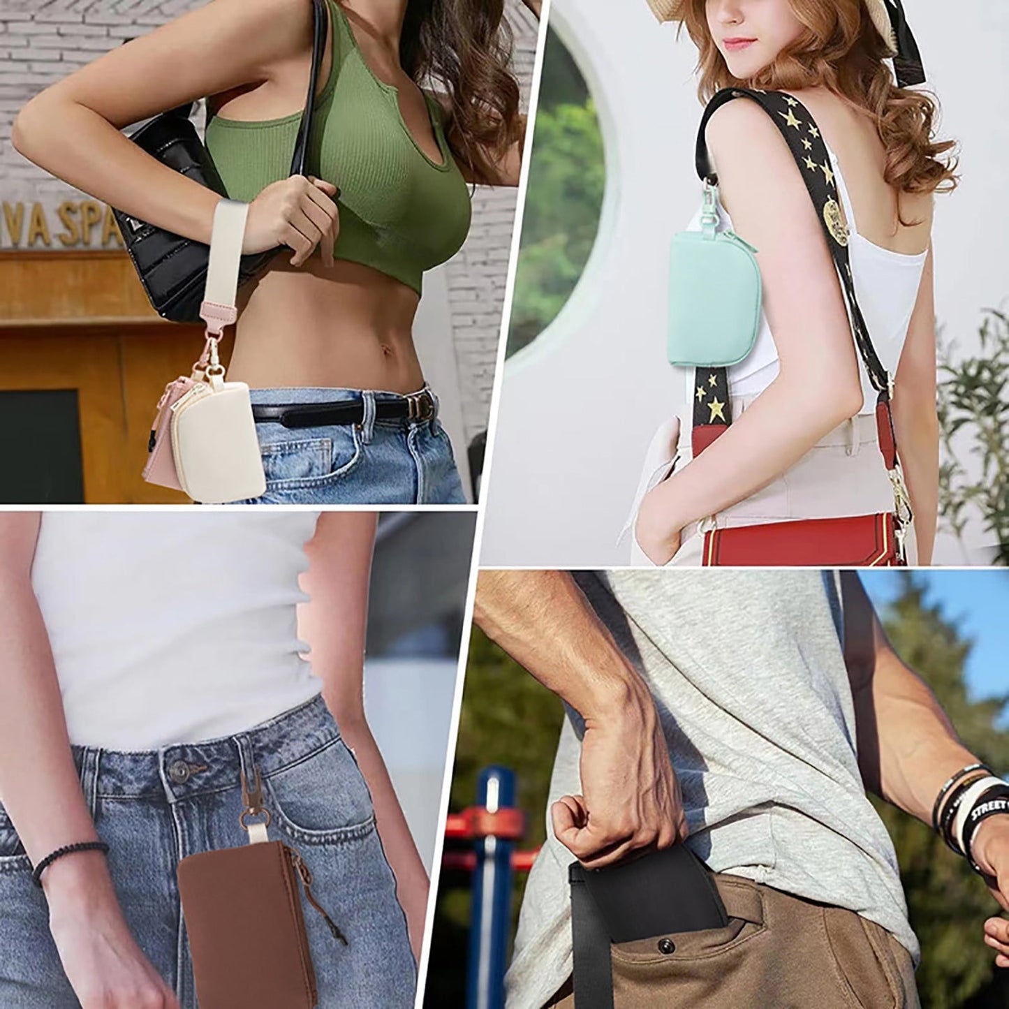 3/2/1PCS Keychain Wallet Mini Zip Around Wristlet Wallets For Women Detachable Dual Pouch Wristlet Portable Coin Purse Small Wallets For Travel Sports Outdoors Pink