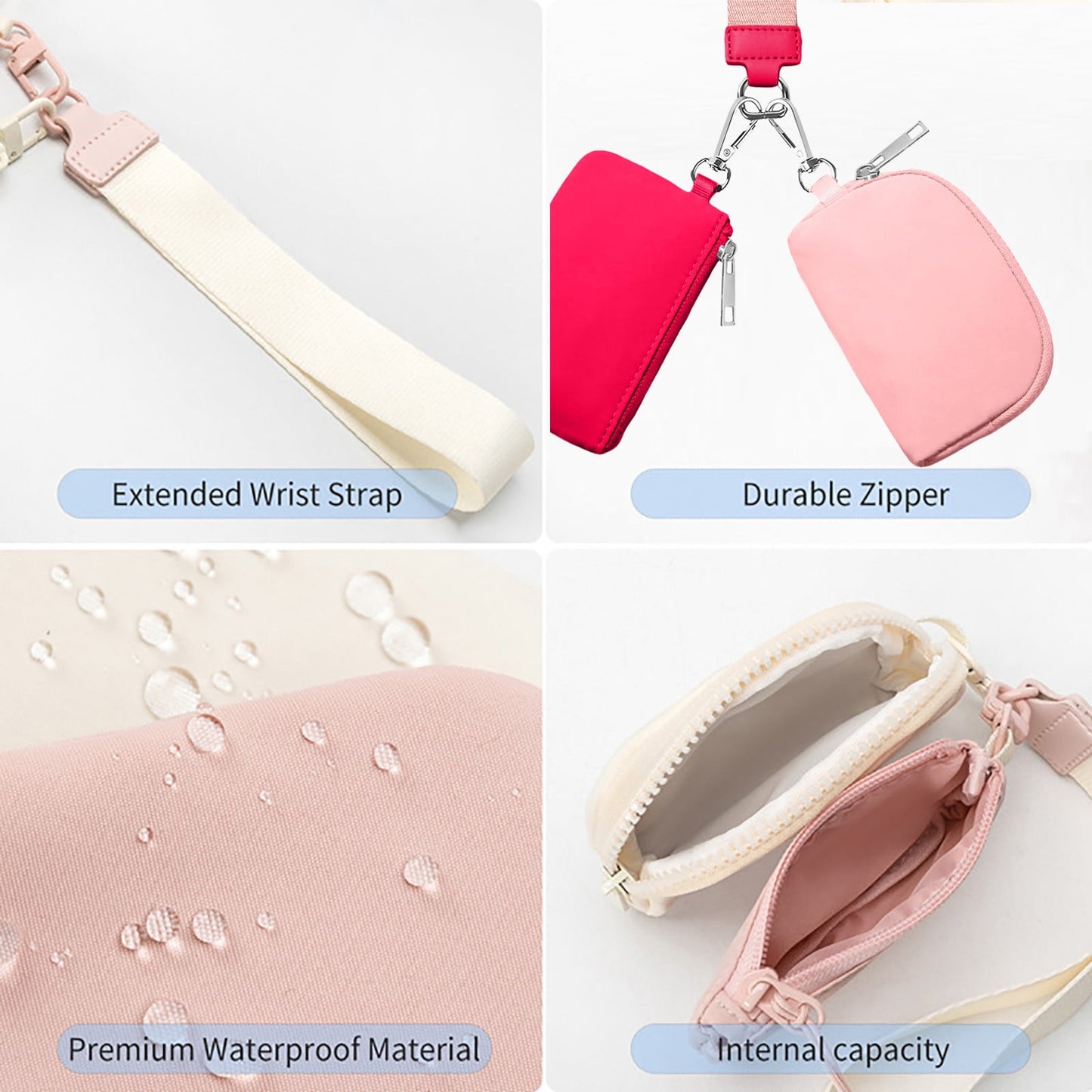 3/2/1PCS Keychain Wallet Mini Zip Around Wristlet Wallets For Women Detachable Dual Pouch Wristlet Portable Coin Purse Small Wallets For Travel Sports Outdoors Pink 1PCS & Black 1PCS & Watermelon Red 1PCS