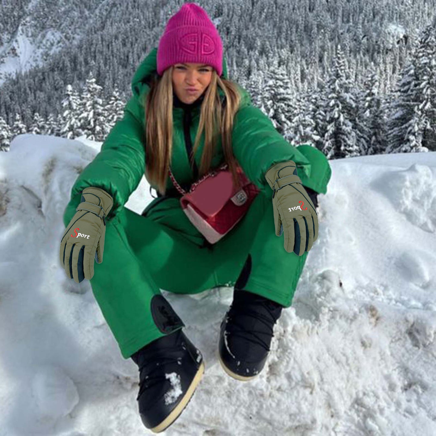 IDALL Ski Gloves Waterproof Gloves Winter Outdoor Men And Women Snow Skating Snowboarding Windproof Warm Ski Gloves Snow Gloves Winter Gloves W-Blue One Size Z-Green 1