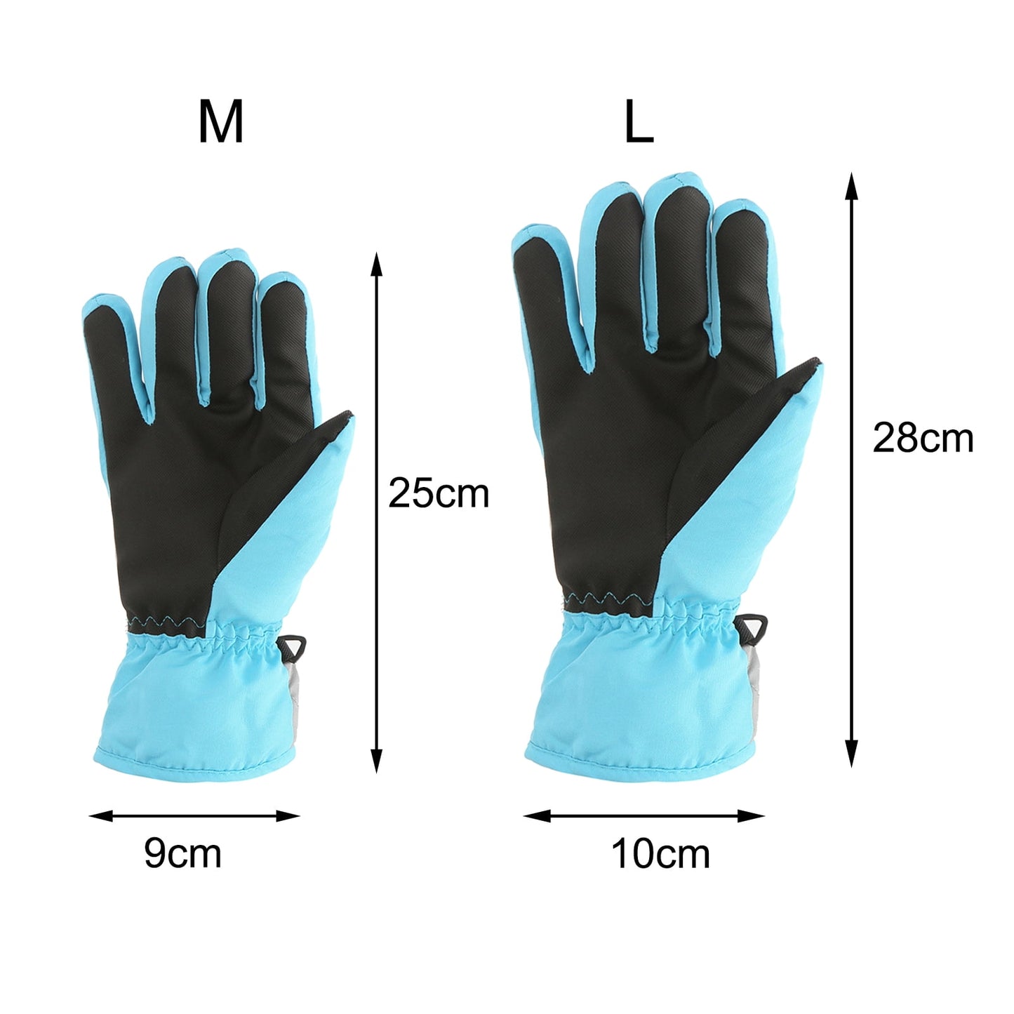 Dengjunhu Kids Winter Gloves - Snow & Ski Waterproof Youth Gloves for Boys & Girls - Insulated for Cold Weather Outdoor Play, Skiing & Snowboarding M Cyan