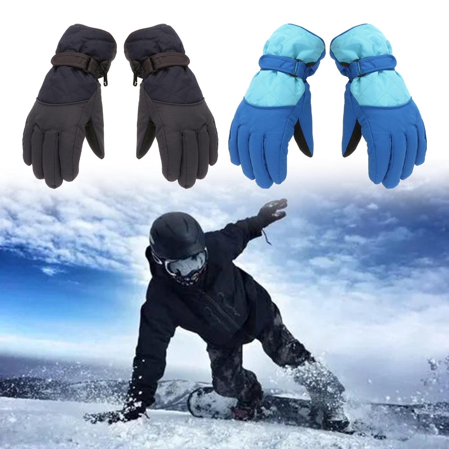 Dengjunhu Kids Winter Gloves - Snow & Ski Waterproof Youth Gloves for Boys & Girls - Insulated for Cold Weather Outdoor Play, Skiing & Snowboarding M Red
