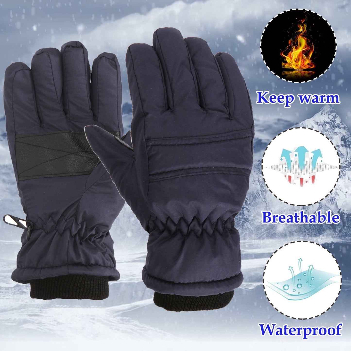 GXWEA Gloves For Kids Toddler Skis Kids Gloves Winter Gloves Thick Gloves Stretchy Warm Gloves Boys Girls 6-24 Months 4-8 Year AHA1 kids snow gloves Navy