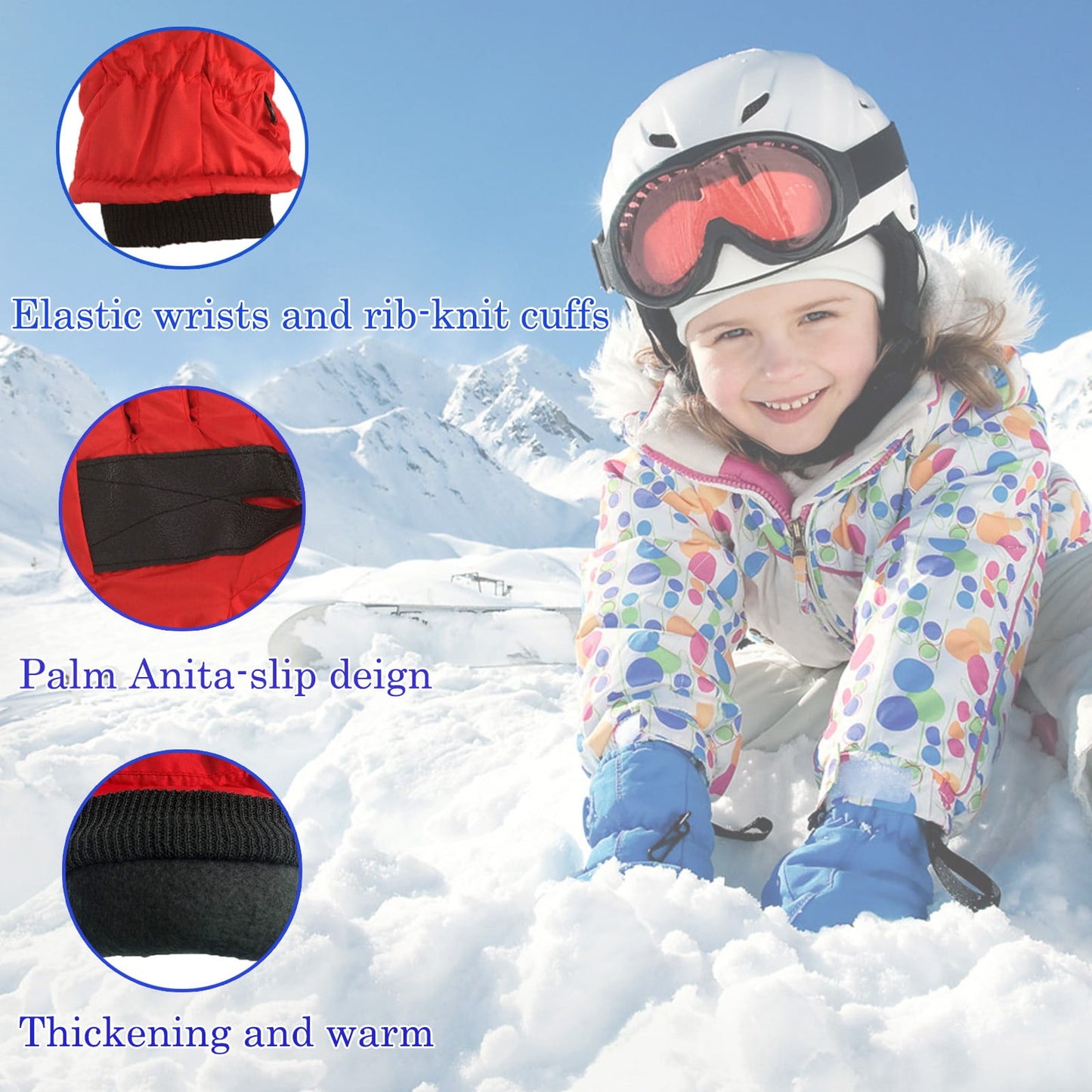 GXWEA Gloves For Kids Toddler Skis Kids Gloves Winter Gloves Thick Gloves Stretchy Warm Gloves Boys Girls 6-24 Months 4-8 Year AHA1 kids snow gloves Purple