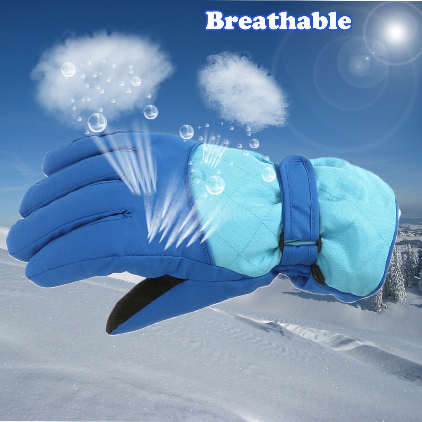 GXWEA Gloves For Kids Toddler Skis Kids Gloves Winter Gloves Thick Gloves Stretchy Warm Gloves Boys Girls 6-24 Months 10-16 Year AHA2 kids snow gloves Blue