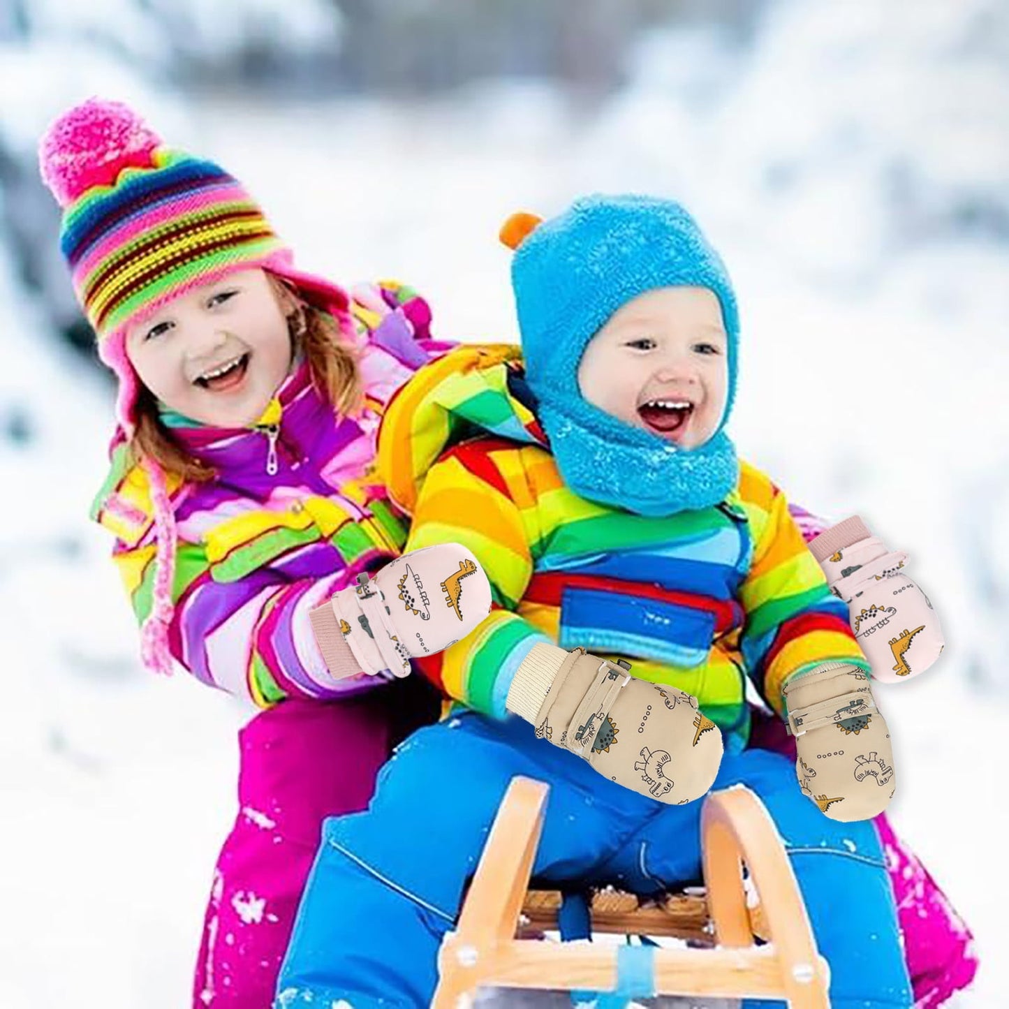 GXWEA Gloves For Kids Toddler Skis Kids Gloves Winter Gloves Thick Gloves Stretchy Warm Gloves Boys Girls 6-24 Months 4-8 Years AHA5 kids snow gloves Khaki