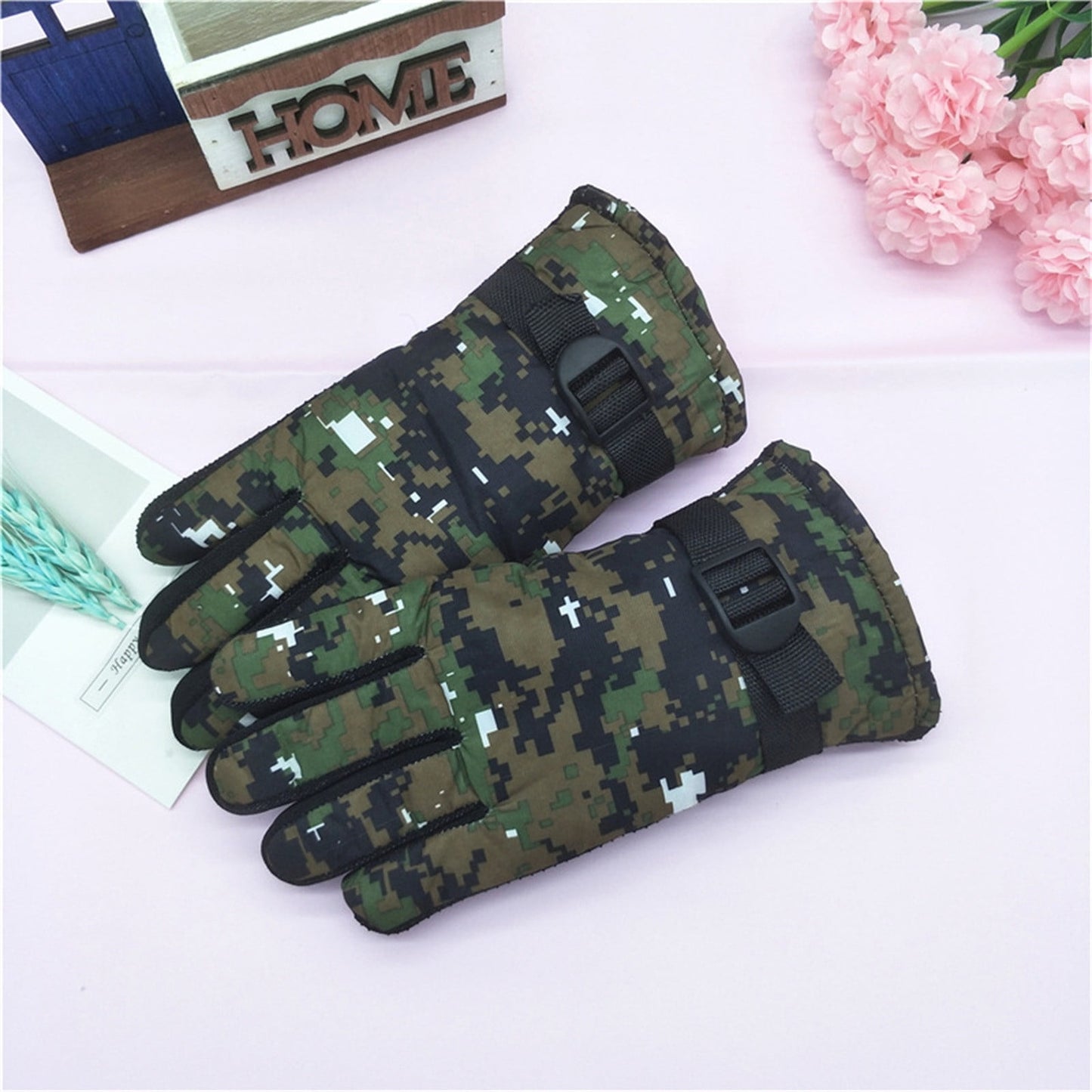TAIAOJING Kids Winter Snow Ski Gloves Kids Winter Warm Windproof Cold Weather Outdoor Sports Gloves For Boys Girls Snow Gloves Ski Gloves One Size Green
