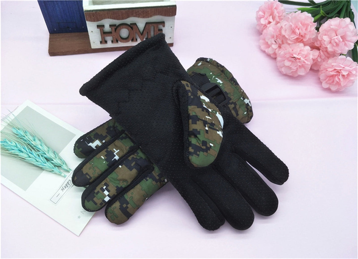 TAIAOJING Kids Winter Snow Ski Gloves Kids Winter Warm Windproof Cold Weather Outdoor Sports Gloves For Boys Girls Snow Gloves Ski Gloves One Size Grey