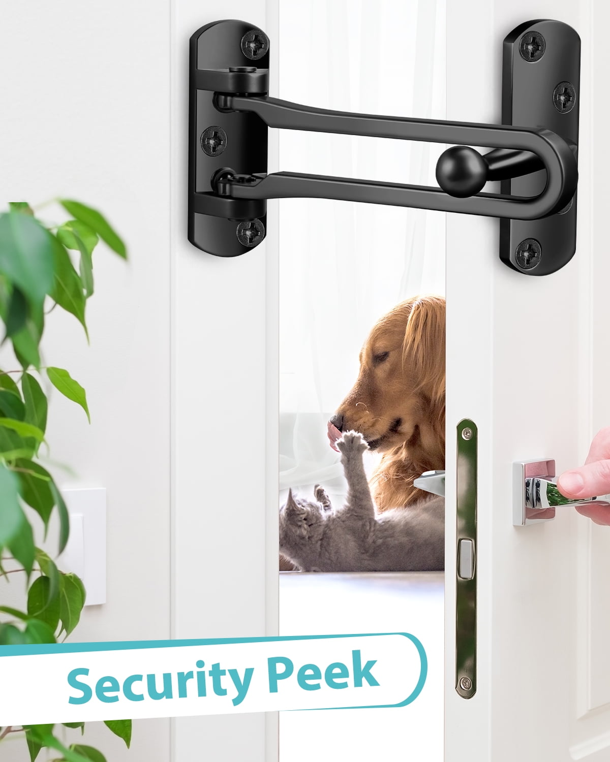 DOMETOUR Door Reinforcement Lock Latch Swing Bar Guard Front Inside Door Safety Child Proof Stopper Kids Home Hotel Apartment Thicken Solid Aluminium