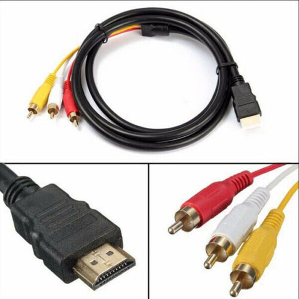 1.5m /5ft Video Cable HDMI to RCA Audio AV Adapter, Male M/M 3-RCA DVD HDMI 1080P for HDTV