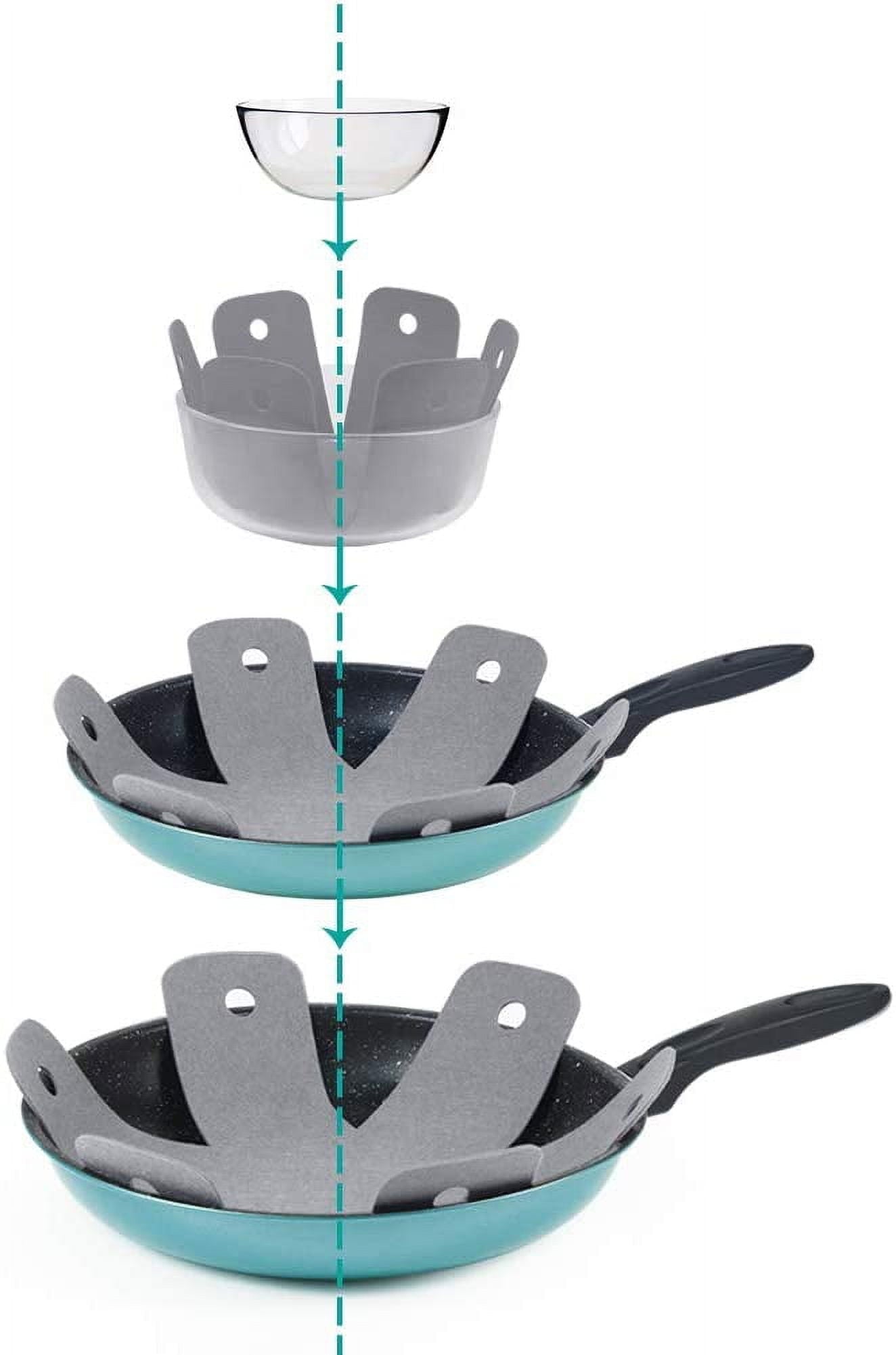 Pot Pan Protectors, Set of 12 and 4 Different Sizes, Larger & Thicker Pan Pot Separator Pads for Stacking and Protecting Your Cookware Cyan Gray