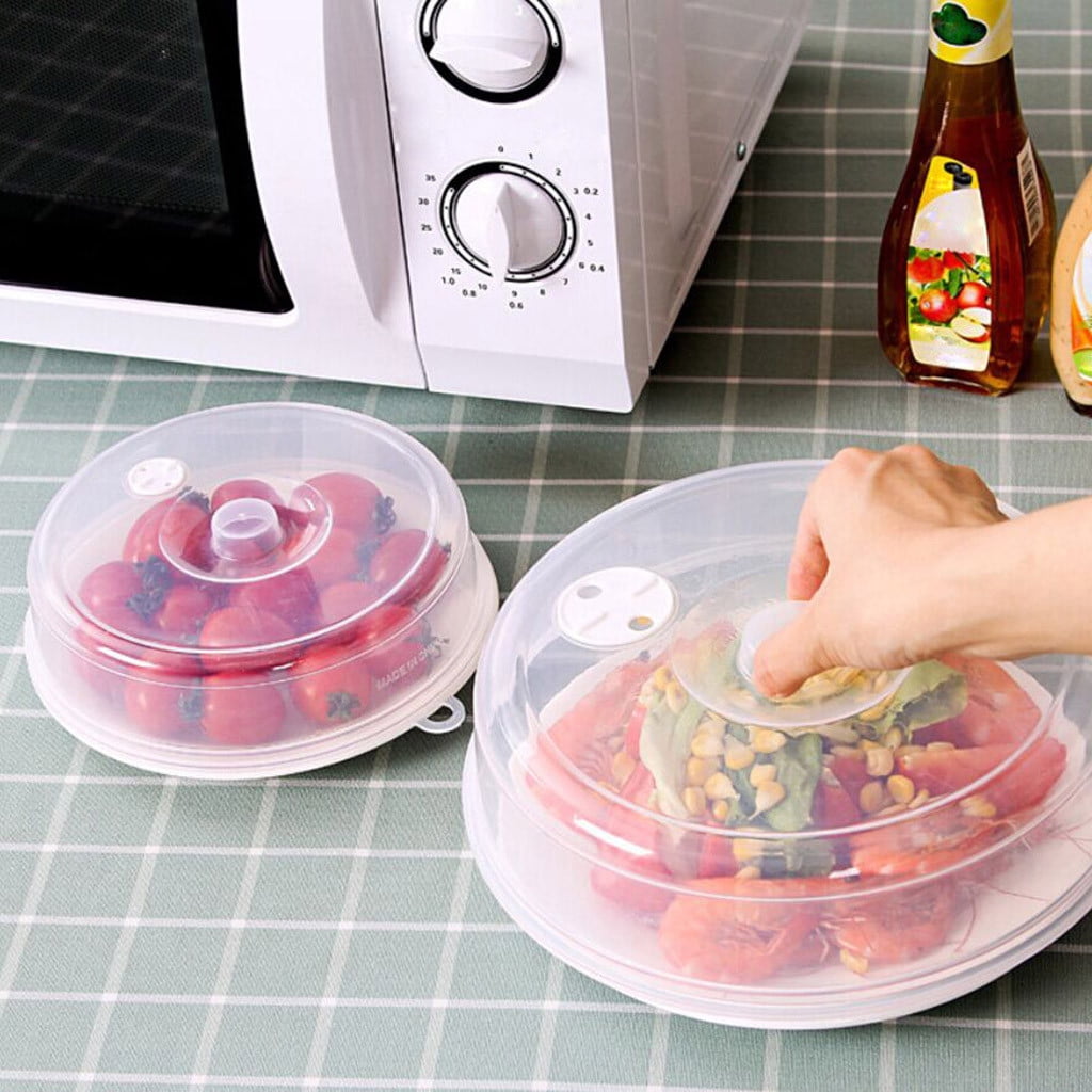 Microwave Cover Clearance! 2pcs Plastic Microwave Cover, Clear Microwave Cover, Clear Steam Vent Splatter Lid Food Dish, Microwave Covers For Food Splatter, Microwave Cover Lid