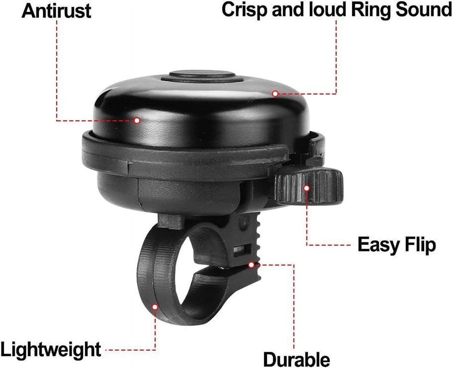 ZHUYING 2 pack Classic Bike Bell, Aluminum Bicycle Bell, Loud Crisp Clear Sound Bicycle Bike Bell for Adults Kids 2black