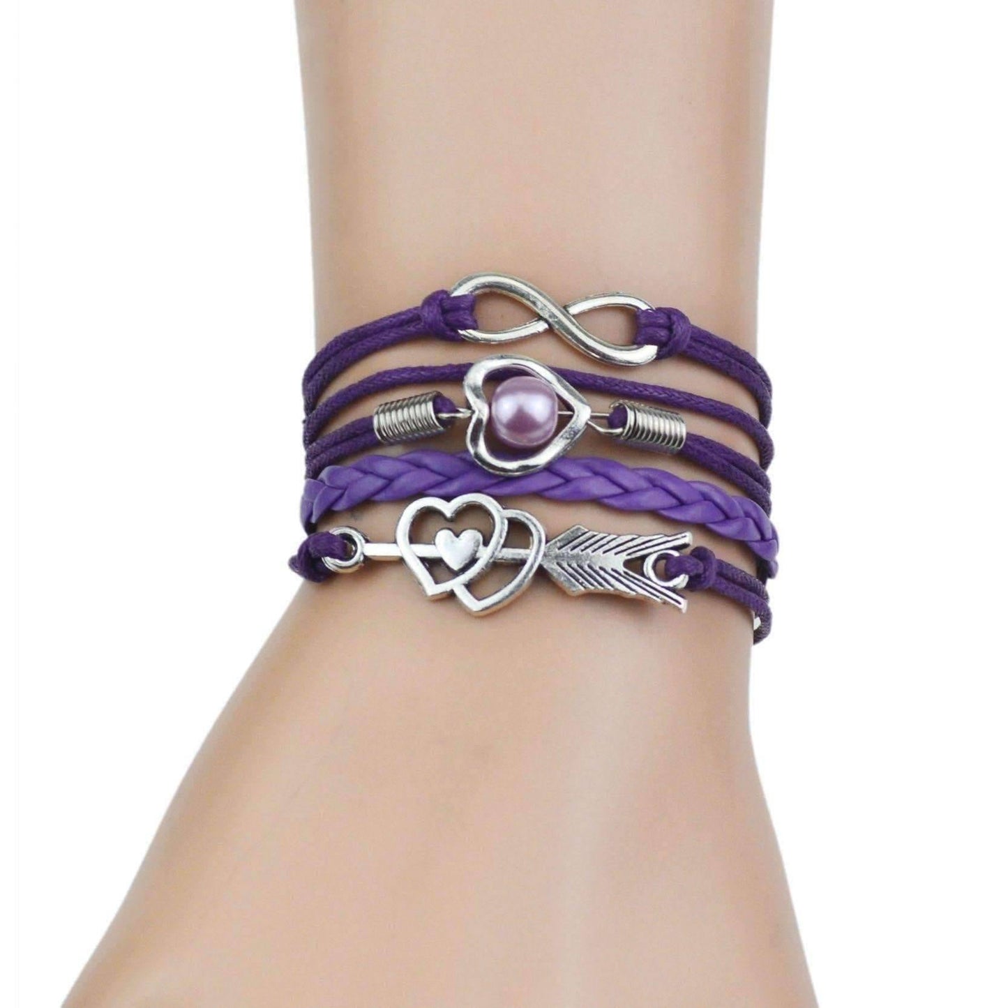 Bracelets for Women Friendship Leather Bracelet Gift Hand Jewelry for Woman or A Girl - There are Many Colors to Choose From Purple