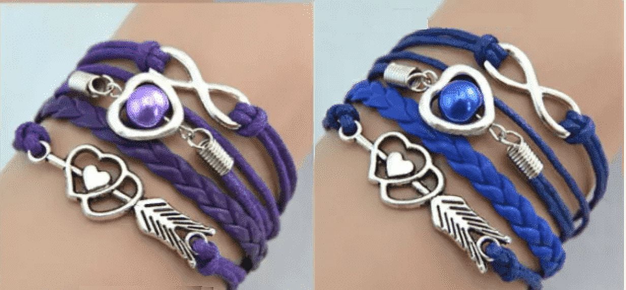 Bracelets for Women Friendship Leather Bracelet Gift Hand Jewelry for Woman or A Girl - There are Many Colors to Choose From Purple