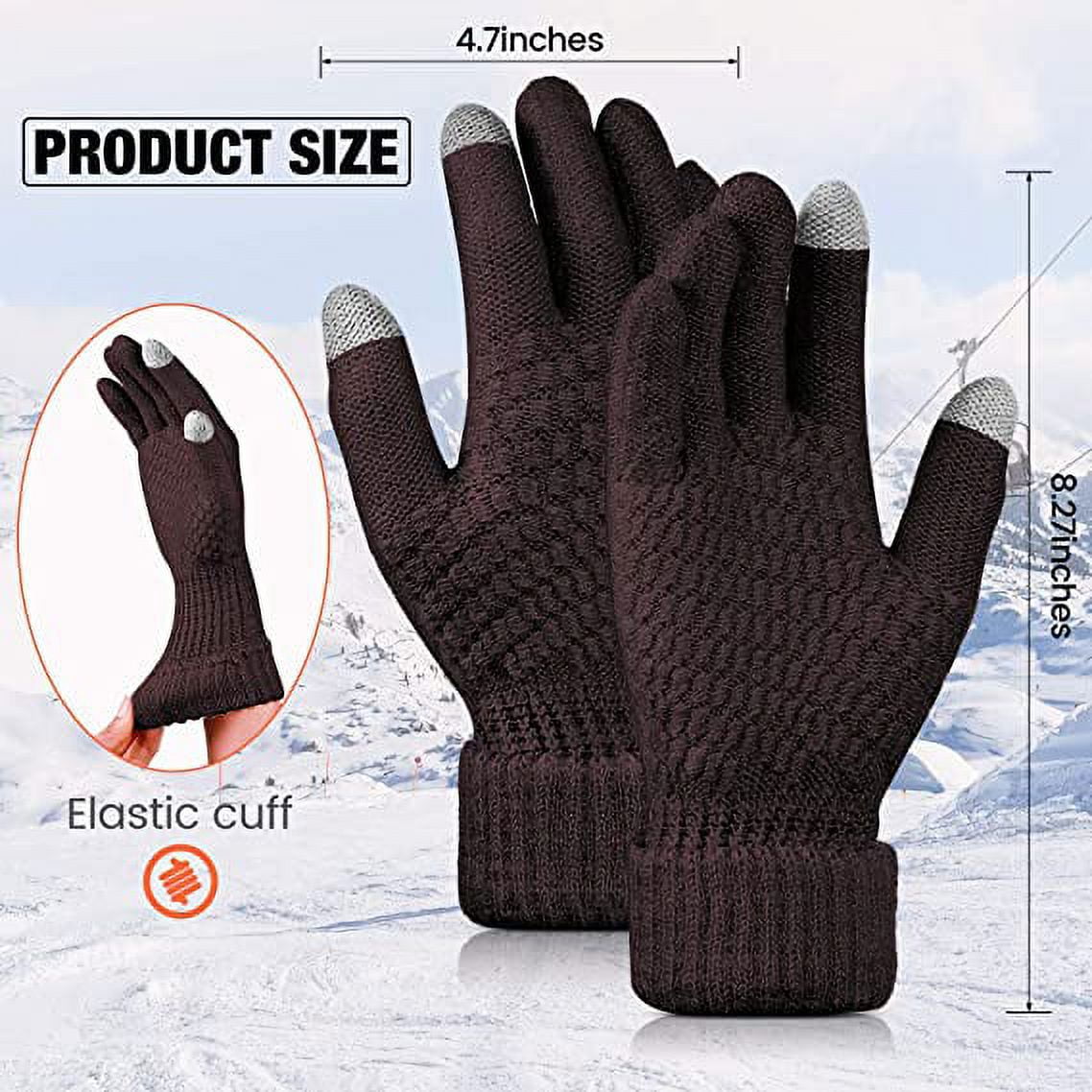 Dalrosia Women's Winter Touch Screen Gloves Warm Fleece Lined Knit Gloves Elastic Cuff Winter Texting Gloves Wine Red