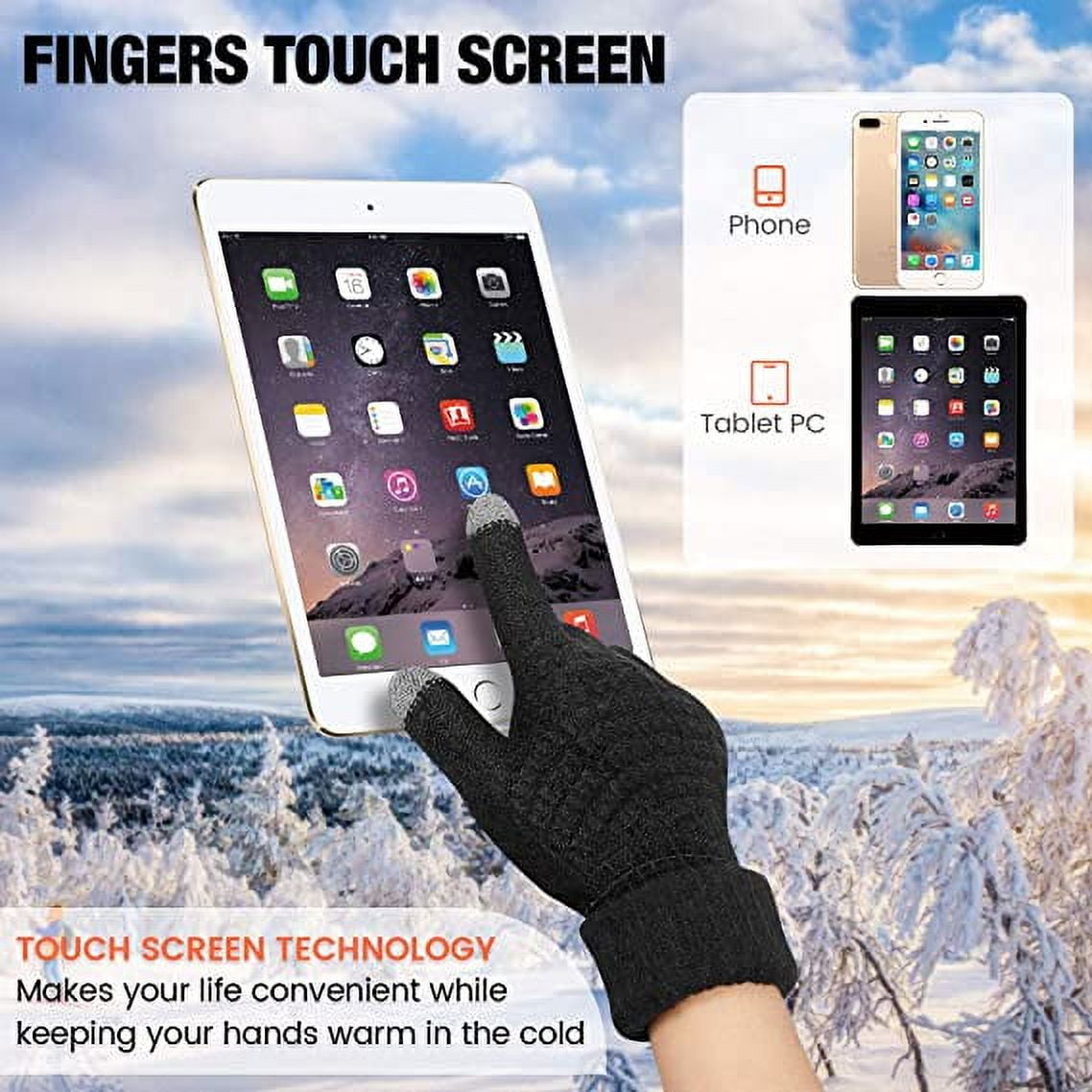 Dalrosia Women's Winter Touch Screen Gloves Warm Fleece Lined Knit Gloves Elastic Cuff Winter Texting Gloves Yellow