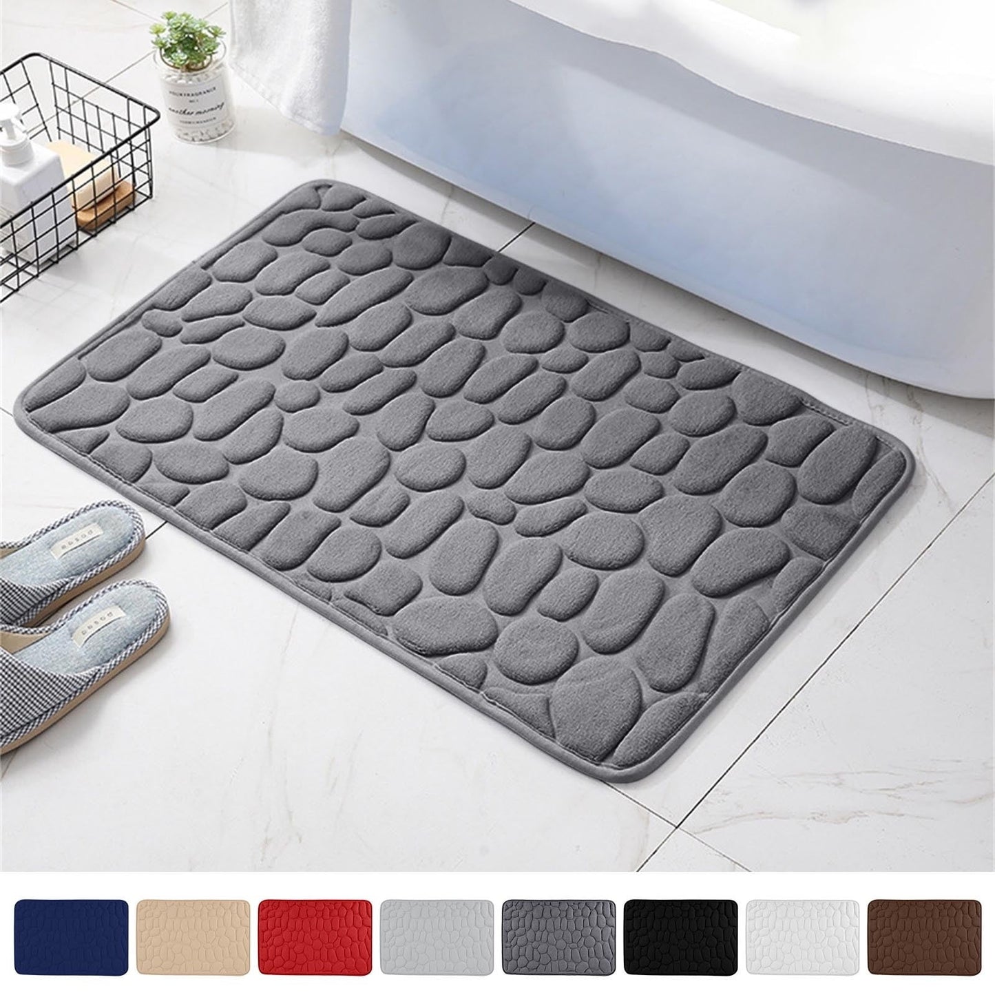 Dmlowu Bathroom Rugs - Ultra Absorbent Non-Slip Floor Bath Mat, Super Soft Shower Mat for Bath Tub, Machine Washable 16x24" (Brown) #C-Black