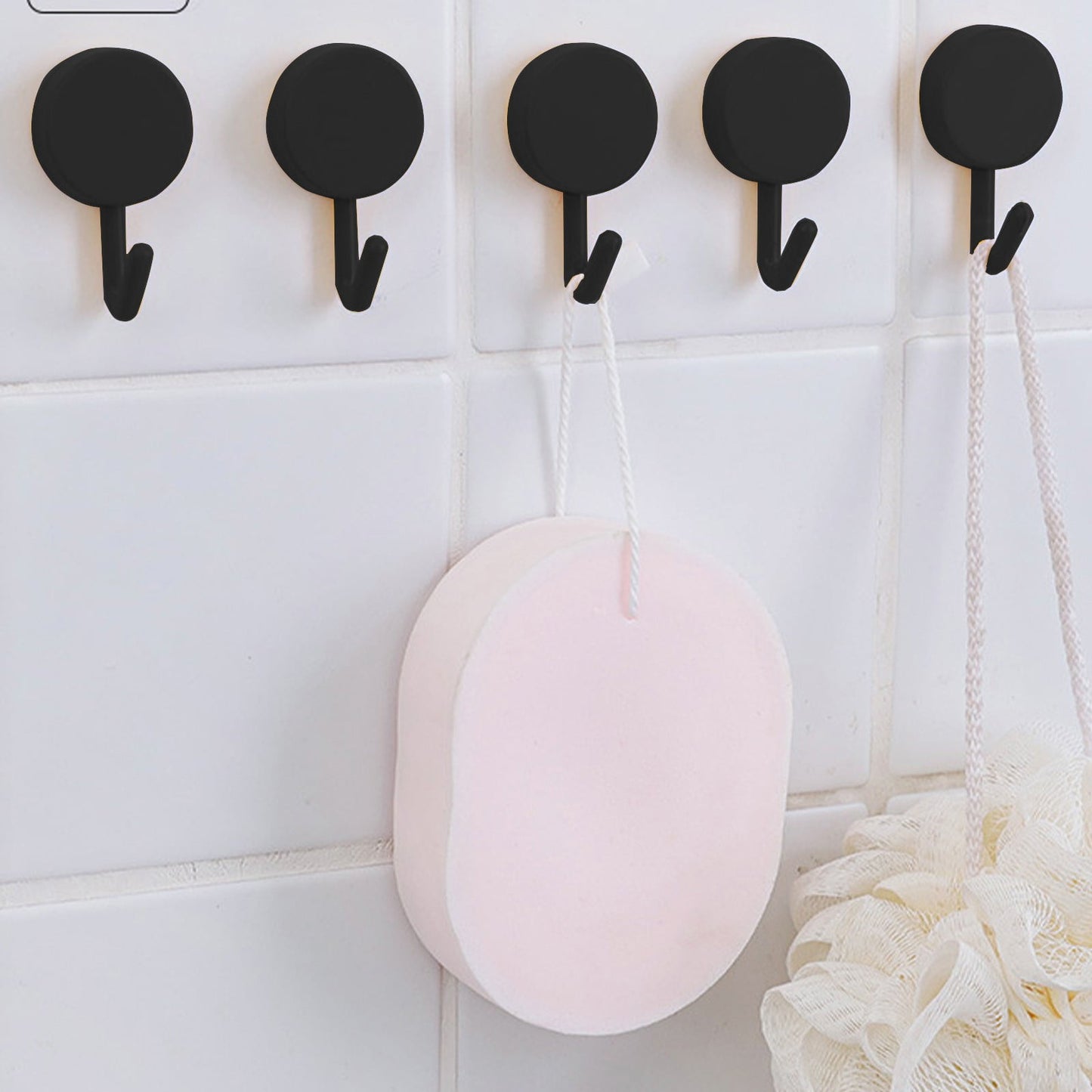 Clearance! PALIFEUR 12 Pcs Wall Hooks for Hanging, Circle Heavy Duty Hook, Self Adhesive Waterproof Transparent Towel Hooks, Adhesive Hooks for Bathroom Kitchen Home Wall Black