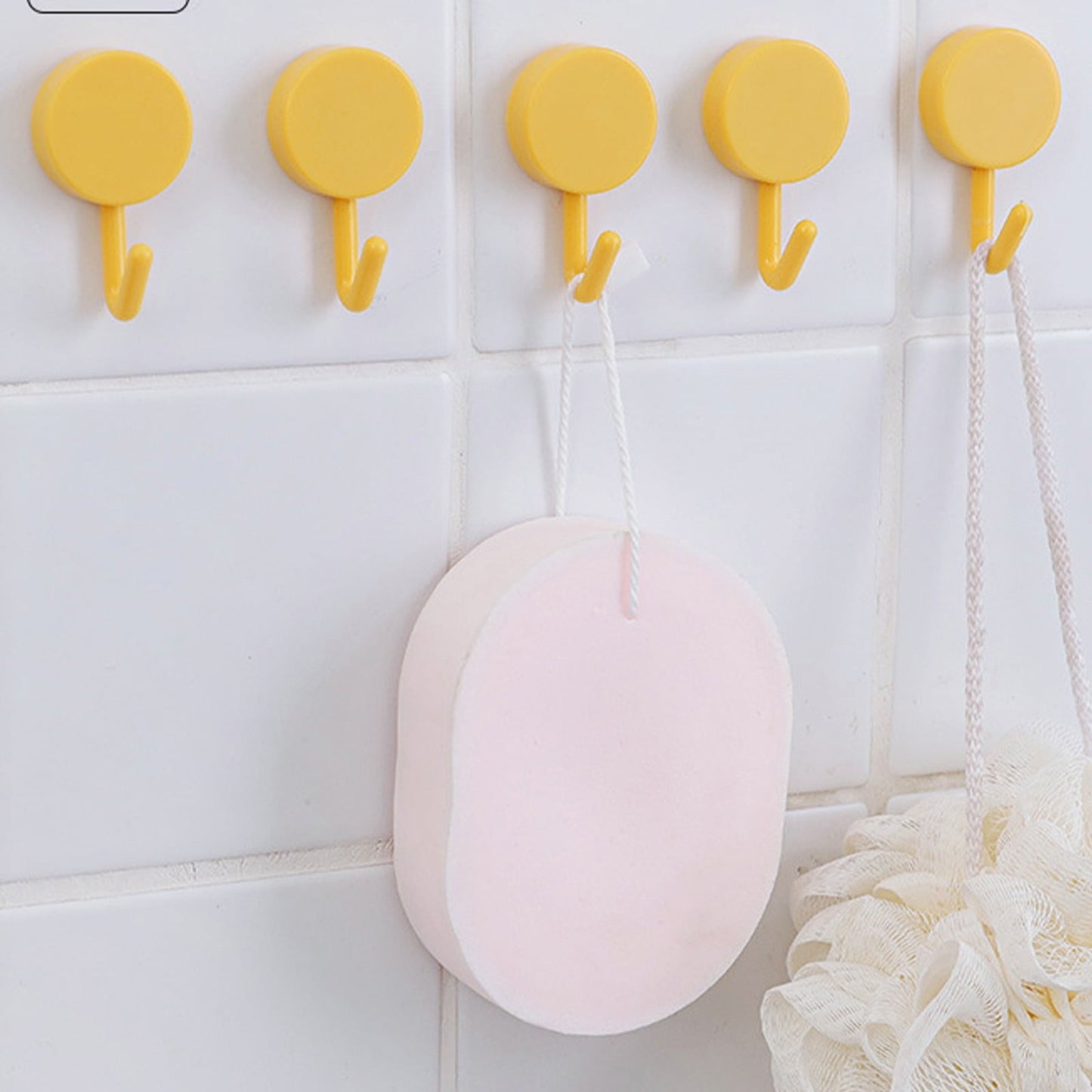 Clearance! PALIFEUR 12 Pcs Wall Hooks for Hanging, Circle Heavy Duty Hook, Self Adhesive Waterproof Transparent Towel Hooks, Adhesive Hooks for Bathroom Kitchen Home Wall Yellow