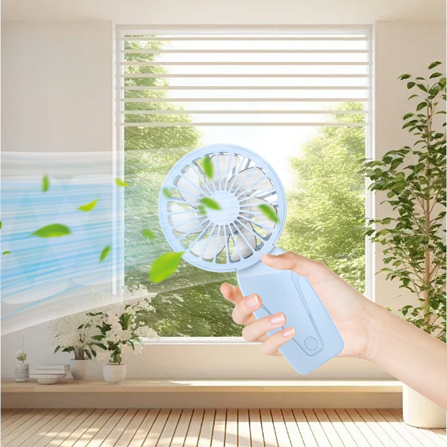 PALIFEUR Mini Handheld Fan, Cute Lightweight Portable Fan, USB Charging Mini Fan for Girl & Women Summer Gift, 3 Speed Small Hand Fan for Travel School Home Beach, 5.9x2.95 Inch Blue