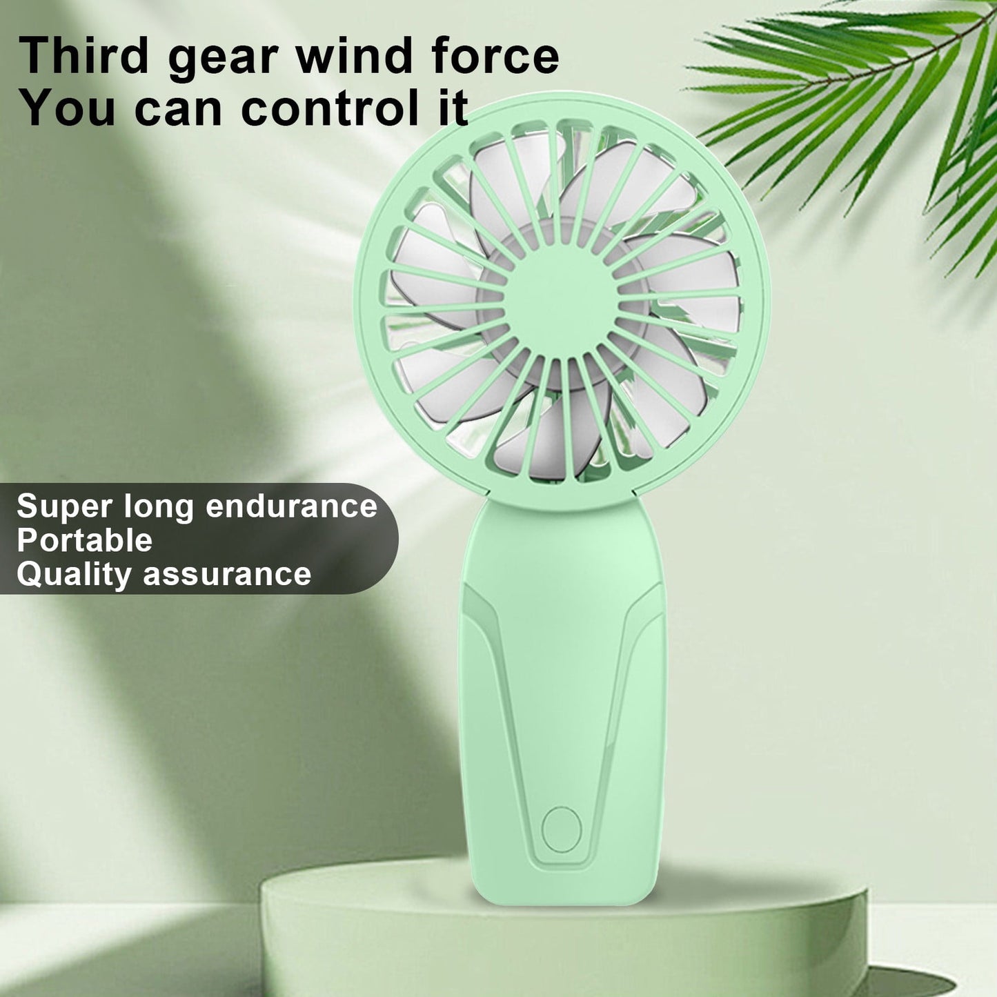 PALIFEUR Mini Handheld Fan, Cute Lightweight Portable Fan, USB Charging Mini Fan for Girl & Women Summer Gift, 3 Speed Small Hand Fan for Travel School Home Beach, 5.9x2.95 Inch Green