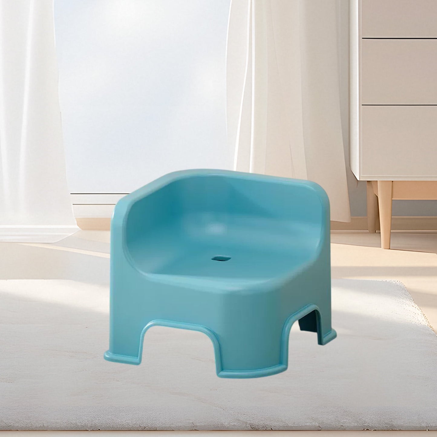Wzzjkit Bathroom Small Stool Plastic Stool Children's Stool Home Stepping Non Slip Thickened Plastic Stool Baby Low Stool Bathing Stool Blue