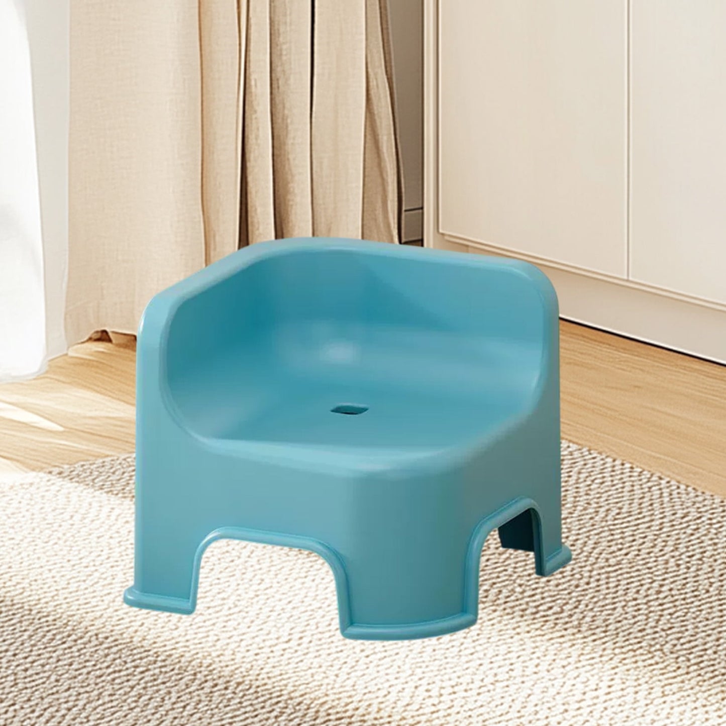 Wzzjkit Bathroom Small Stool Plastic Stool Children's Stool Home Stepping Non Slip Thickened Plastic Stool Baby Low Stool Bathing Stool Blue